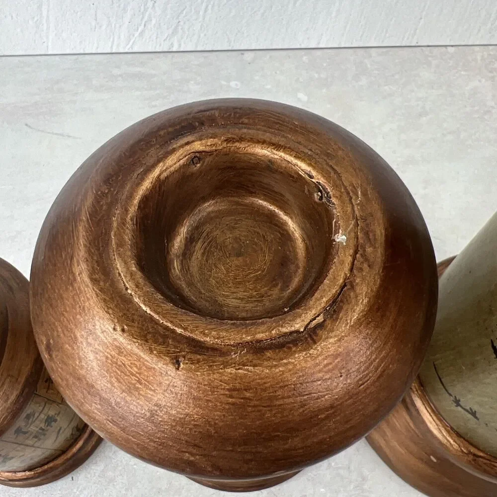 Vintage Chinese Themed Candle Holders‎ Set Of 3